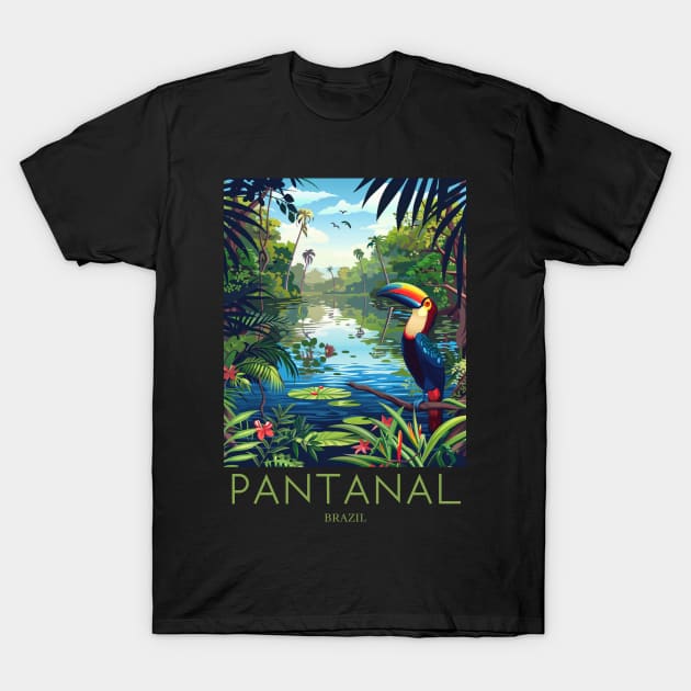 A Pop Art Travel Print of Pantanal - Brazil T-Shirt by Studio Red Koala